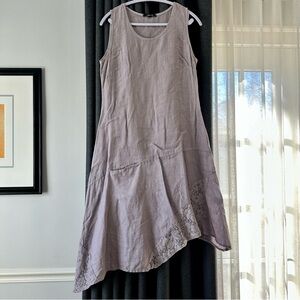 Charlie B violet linen and lace dress medium